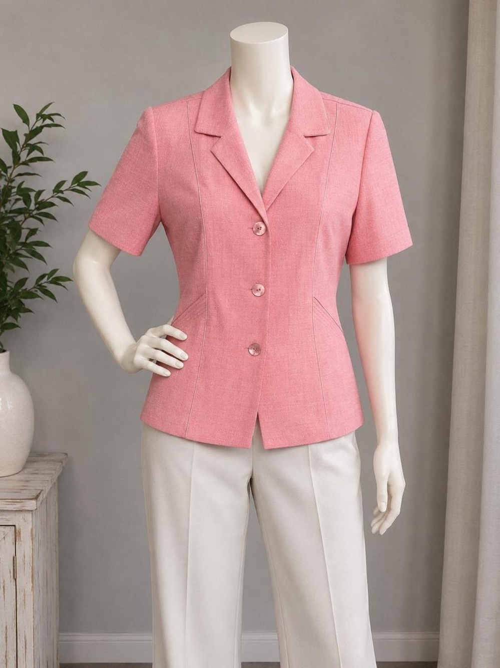 Koret Pink Structured Button Front Blazer Jacket Size 12 Vintage - Picture 2 of 7